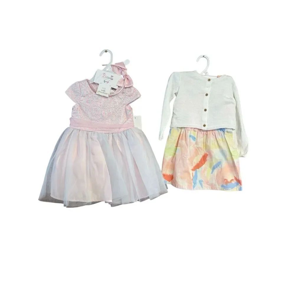 Carters & Biscotti (2) girls Dresses Sz 2T & 24 Mths NWT
